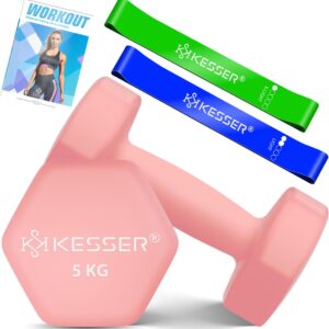 KESSER® Adjustable Dumbbells Set – 2x5kg + Bands & Guide