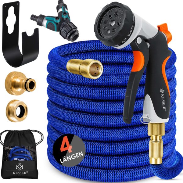 KESSER® Premium Garden Hose flexible 15 meters extendable  - including connections