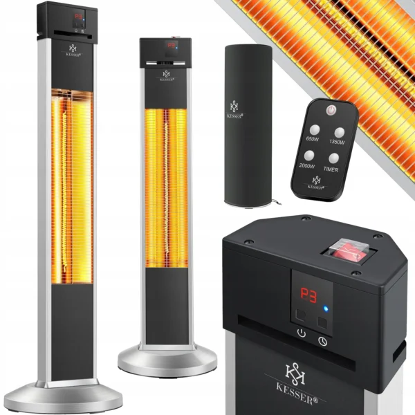 KESSER Patio heater 2000W with remote control, 3 modes + cover
