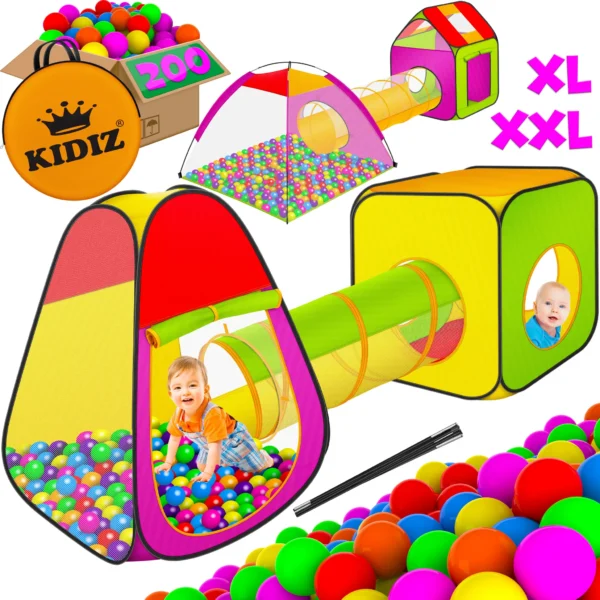 KIDS® Play Tent with 200 Balls – Ball Pit and Tunnel