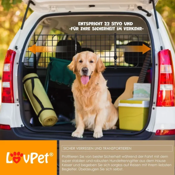 LovPet® Adjustable Dog Car Guard – 91–153cm
