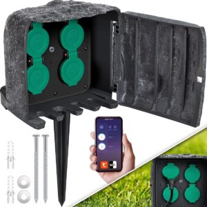 KESSER® Garden Socket 4x – Stone Look, WiFi Control, 3m Cable