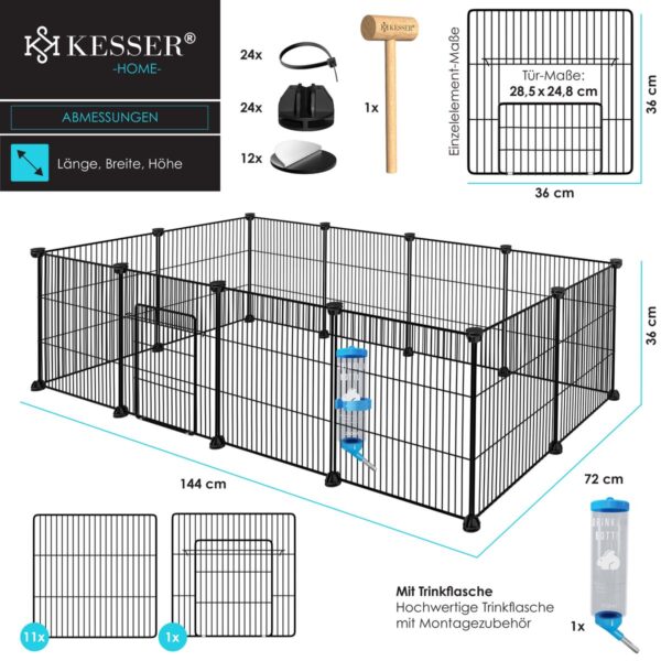 KESSER® animals Hutch – 144×36×72 cm | Indoor & Outdoor Run