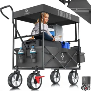 KESSER® Foldable Handcart with Roof – 100kg Load