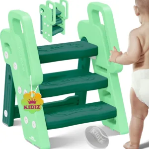 KIDIZ® Foldable Step Stool for Kids – 3-Step Learning Tower, Height Adjustable