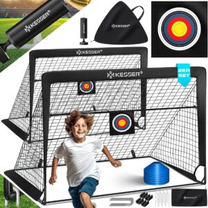 KESSER® Kids Pop-Up Football Goal Set – 2 Foldable Goals with Carry Bag, Cones, Ball Pump & Target