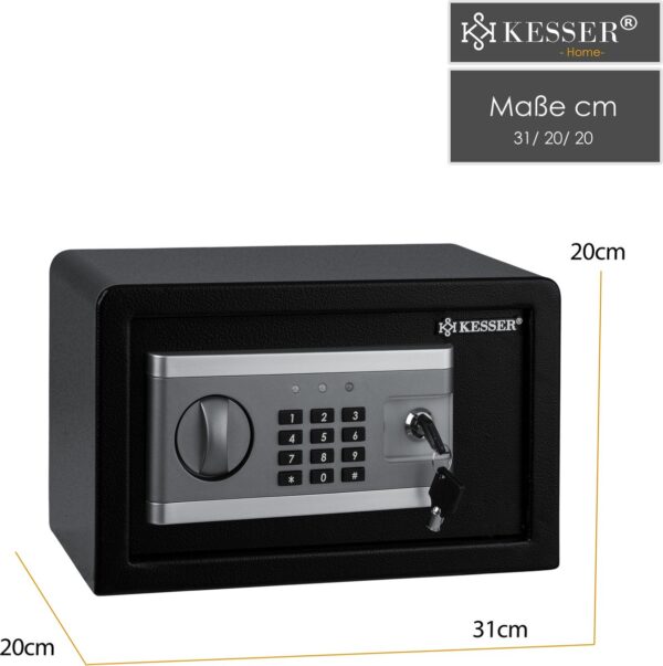 KESSER® Electronic Safe with Keypad & Emergency Keys – 31x20x20 cm