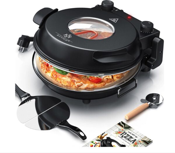 KESSER® Electric Pizza Oven – 1200W, Up to 400°C – With Refractory Stone & Timer