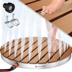 KESSER® Outdoor Garden Shower – Wood Look ⌀70 cm – with Foot Pedal