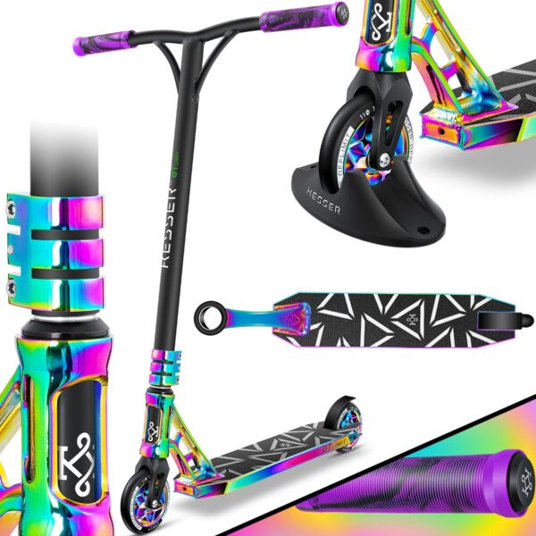 KESSER® GT-Limit 360° Stunt Scooter – Rainbow, ABEC 9, 110mm Wheels