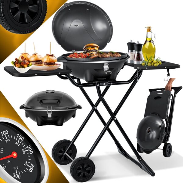 KESSER® 2in1 Electric BBQ Grill – 2400W Table & Standing Grill with Lid, Thermometer