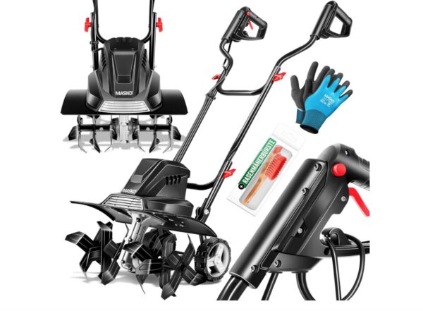 MASKO® Electric Garden Tiller – 1500W, 40cm Width, 20cm Depth