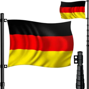 KESSER® 6.3m Telescopic Aluminum Flagpole with German Flag