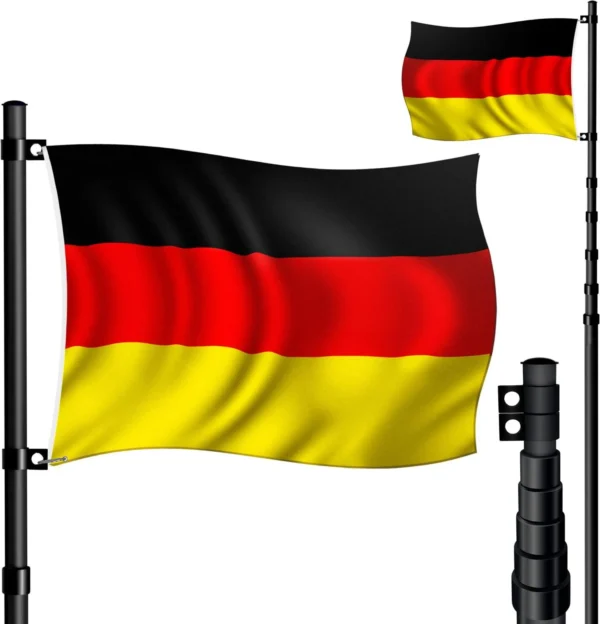 KESSER® 6.3m Telescopic Aluminum Flagpole with German Flag