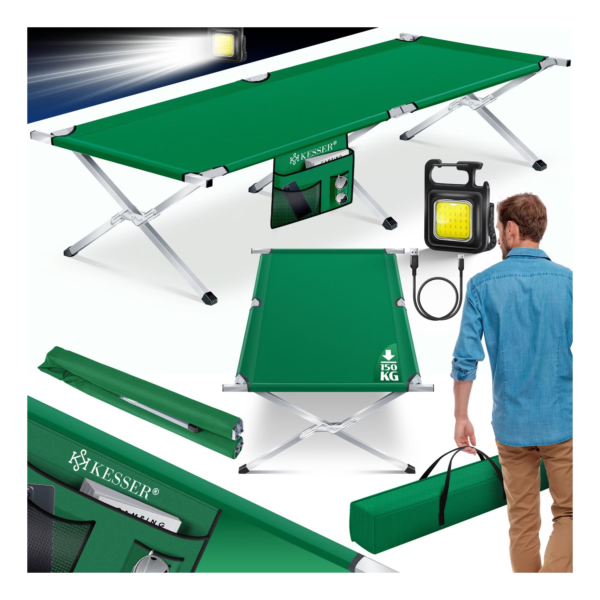 KESSER® Folding Camping Bed with Carry Bag & Side Pocket