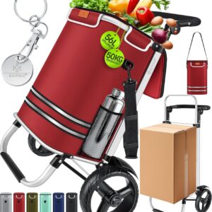 KESSER® Folding Shopping Trolley with Stair Climber & Cooler – 56L
