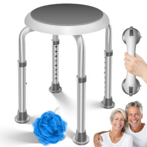 KESSER® Shower Stool | Height-Adjustable in 8 Steps with Non-Slip Rubber Feet