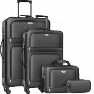 KESSER® 4-Piece Black Fabric Suitcase Set