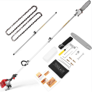 منشار عمود  – قابل للتمديد حتى 16 قدم، بسلسلة 11.5 إنش لتقليم الأشجار والفروع العالية