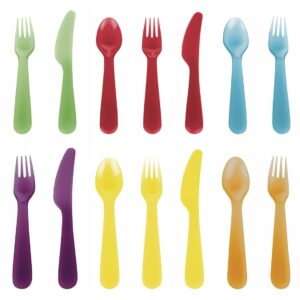 مجموعة أدوات مائدة بلاستيكية ملونة – 18 قطعة