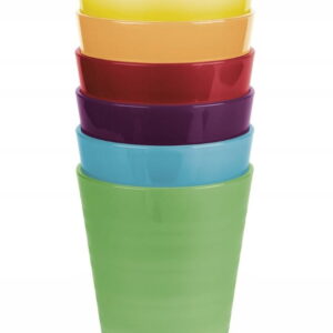 طقم أكواب بلاستيكية ملونة قابلة لإعادة الاستخدام (6 قطع)