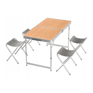 طاولة قابلة للطي مع 4 كراسي قابلة للطي وحقيبة حمل