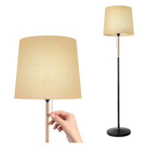 مصباح أرضي TLGREEN بغطاء قماشي من الكتان – قاعدة E27 – ارتفاع 170 سم لغرفة المعيشة والنوم والمكتب