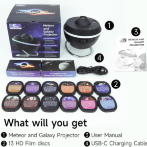 جهاز عرض المجرة والنجوم للأطفال – جهاز بلايتاريوم للغرف مع تأثيرات الكون والمجرة والنجوم