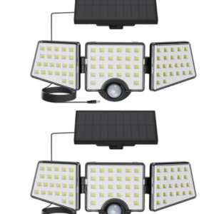 إضاءة خارجية شمسية مع حساس حركة، 1200 ، مع لوحة شمسية منفصلة و3 رؤوس قابلة للتعديل، مقاومة للماء