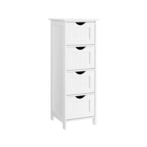 خزانة حمام عمودية من Songmics مع 4 أدراج – خشب MDF مقاوم للرطوبة – 30 × 30 × 82 سم (موديل LHC40W)