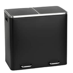 سلة مهملات بدواسة SVITA TM2X24 بسعة 48 لتر (2 × 24 لتر) – نظام فصل نفايات بغطاء إغلاق ناعم – لون أسود
