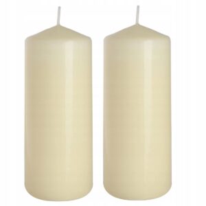 شمعتين أسطوانيتين، 19 سم، لون كريمي