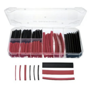 طقم أنابيب انكماش حراري PARKSIDE – 225 قطعة، مقاس 1.5–10 مم، 600 فولت، 125°C، أحمر/أسود