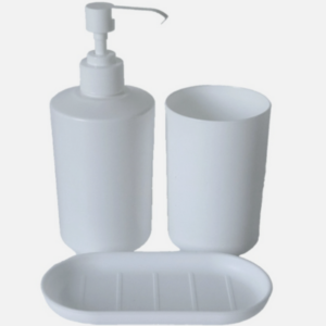 طقم حامل كوب وصحن صابون LIVARNO HOME – بلاستيك أبيض