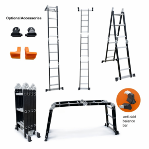 سلم ألمنيوم متعدد الاستخدامات 4×3 قابل للطي والتحويل