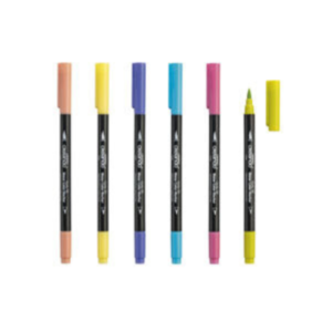 أقلام تلوين مائية كريلاندو برأسين – ألوان باستيل (6 قطع)