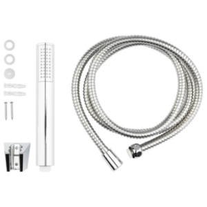 مجموعة دش ليفارنو هوم (رأس دش يدوي مع خرطوم وحامل جداري) – فضي