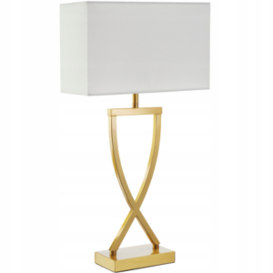 مصباح طاولة Avina – تصميم حديث، 60 وات، باللون الأبيض/الذهبي