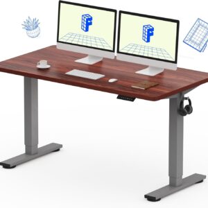 مكتب كهربائي قابل للارتفاع FLEXISPOT EN1 مقاس 70×سم– سطح قطعة واحدة بلون ماهوجني مع إطار فضي و4 إعدادات ذاكرة