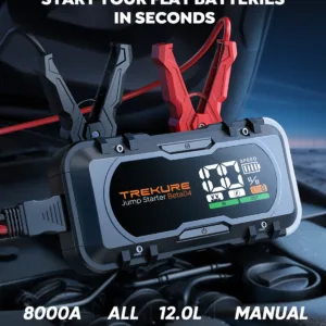 جهاز تشغيل بطارية السيارة TREKURE بقوة 8000A – باور بنك 8 في 1 مع شحن سريع 65W وكشاف طوارئ