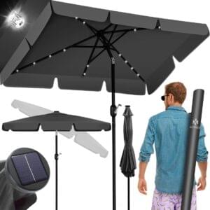 KESSER® LED Solar Parasol – Square, Adjustable with Cover