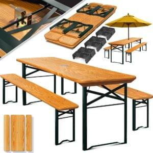 KESSER® Foldable Table Set – 3pcs | Table + 2 Benches – 170×46×75cm