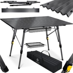 KESSER® Foldable Camping Table – 120×70cm, Height-Adjustable
