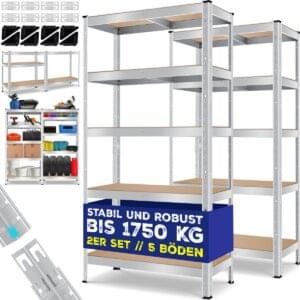 MASKO® Heavy-Duty Storage Rack Set of 2 – 5 Shelves, 875kg Capacity