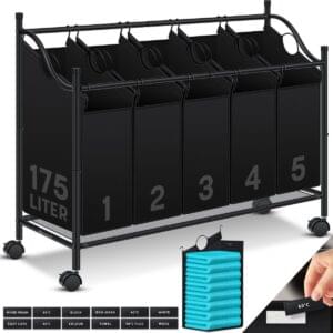KESSER® Laundry Sorter with Wheels & 5 Removable Bags