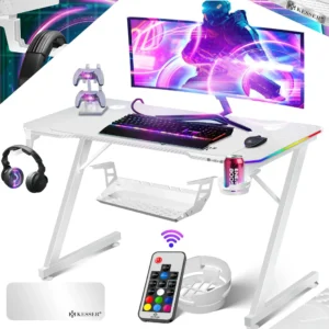 KESSER® Gaming Desk with LED – Z-Shaped 120x60 cm